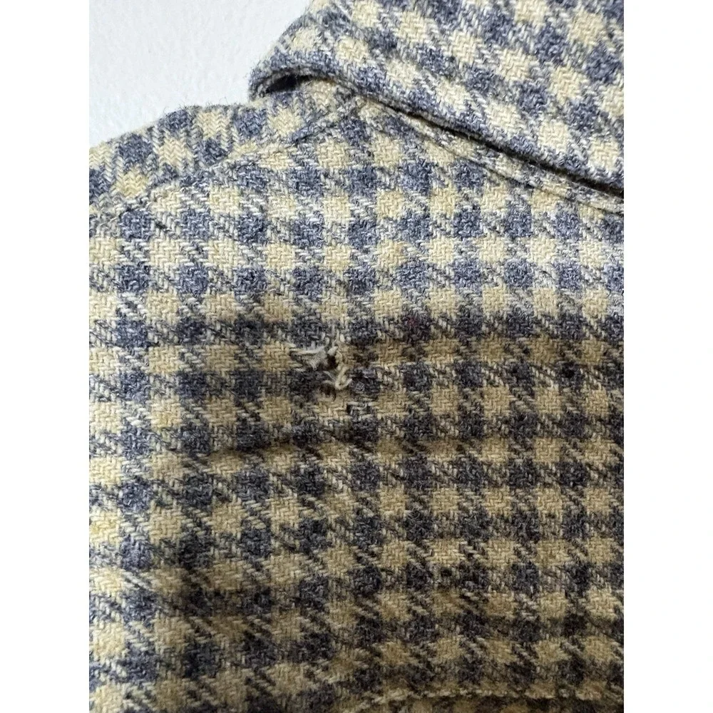 VTG Lord Jeff Wool Houndstooth Shirt Jacket Suede Elbow Patches USA M Hunting